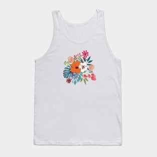 Tropical hibiscus jungle foliage Tank Top